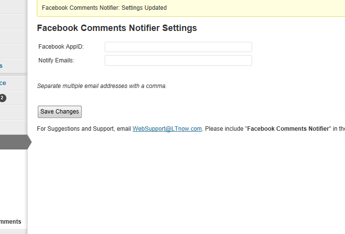 facebook comments notifier settings