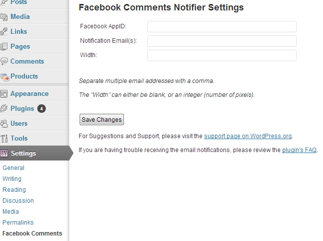 facebook comment notifier for wordpress