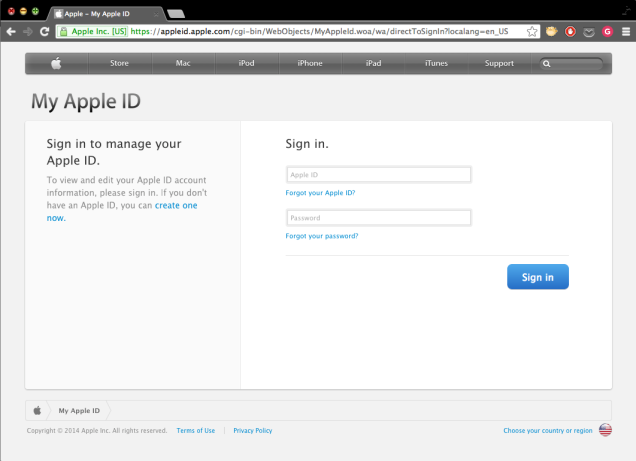 Apple ID Sign In Page