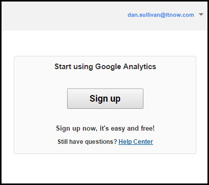 Sign Up for Google Analytics