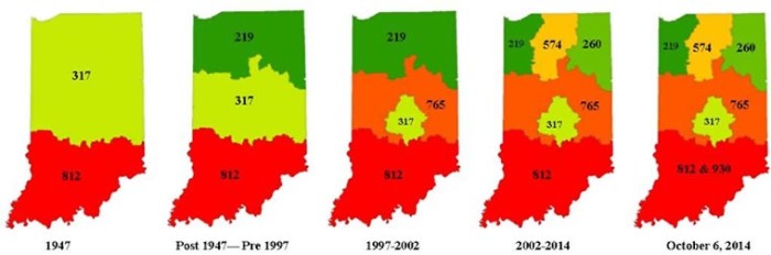 Indiana 812 & 930 proposed area code layout