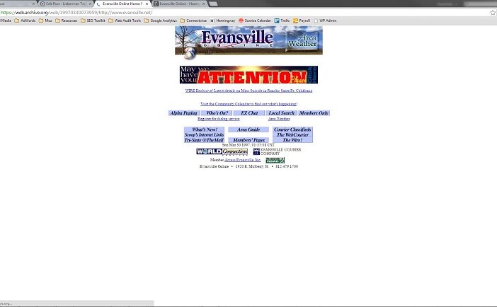 Evansville Online Home Page 1997