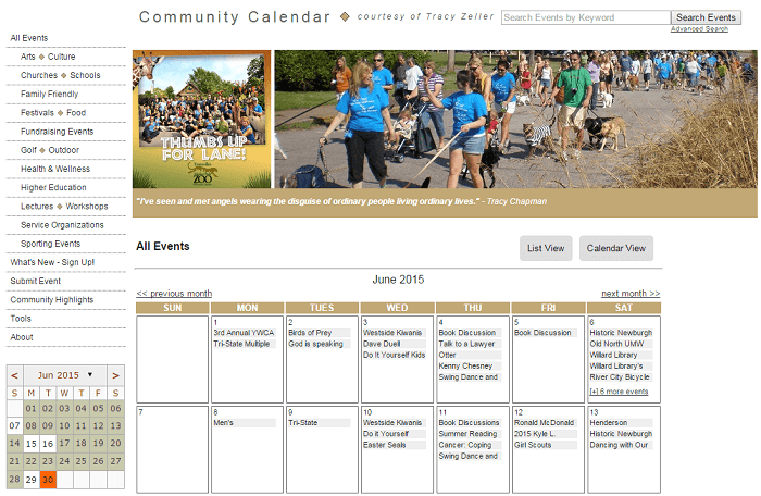 Tracy Zeller Community Calendar
