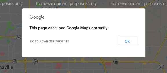 this page can't load google maps correctly warning