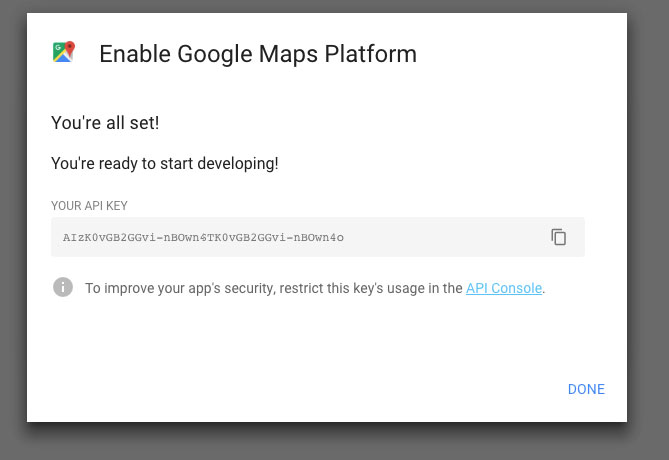 Setup google maps platform