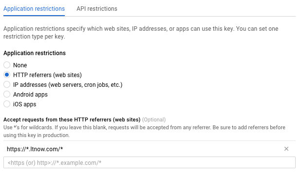 http restrictions on google maps api